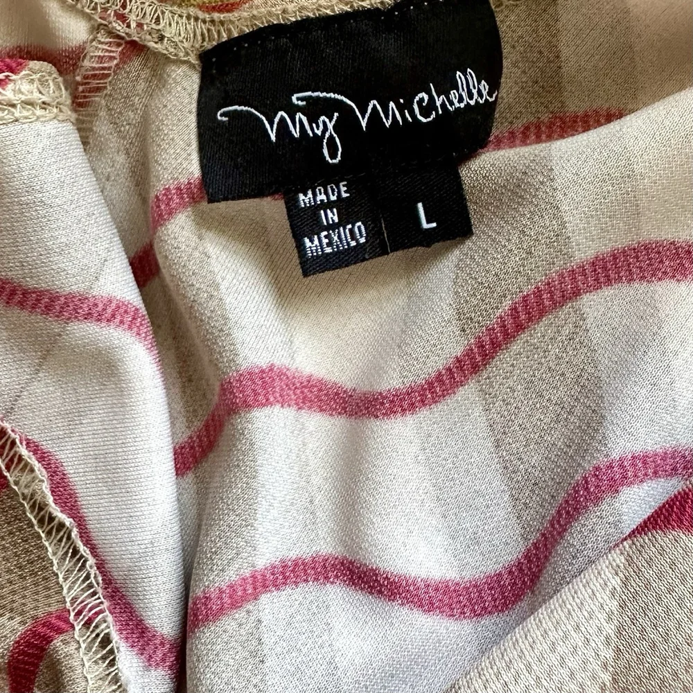 Women’s Fun Sleeveless Wavy Striped Sheath Dress With Cowled Neck Size Large - Picture 3 of 3